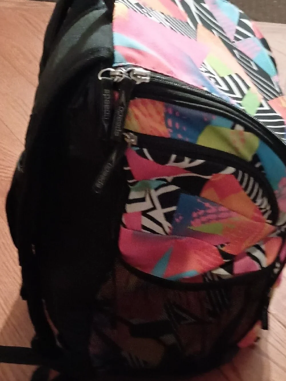 Speedo Multicolor Geometric Pink Teal Yellow Backpack
